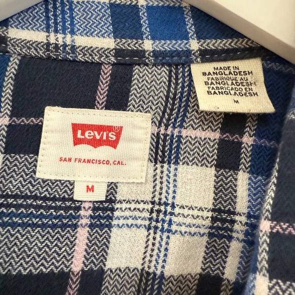 Levi's Men's Medium Classic Western Red Tag Blue Plaid Cowboy Shirt Pearl Snaps - Picture 6 of 9